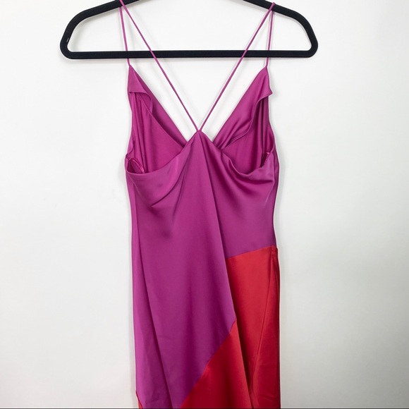 CUSHNIE Target Colorblock Satin Midi Slip Dress - Picture 5 of 12